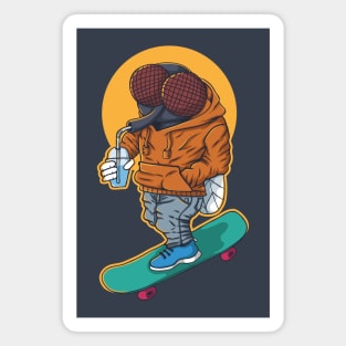 Cool Skateboarding Insect Illustration Magnet